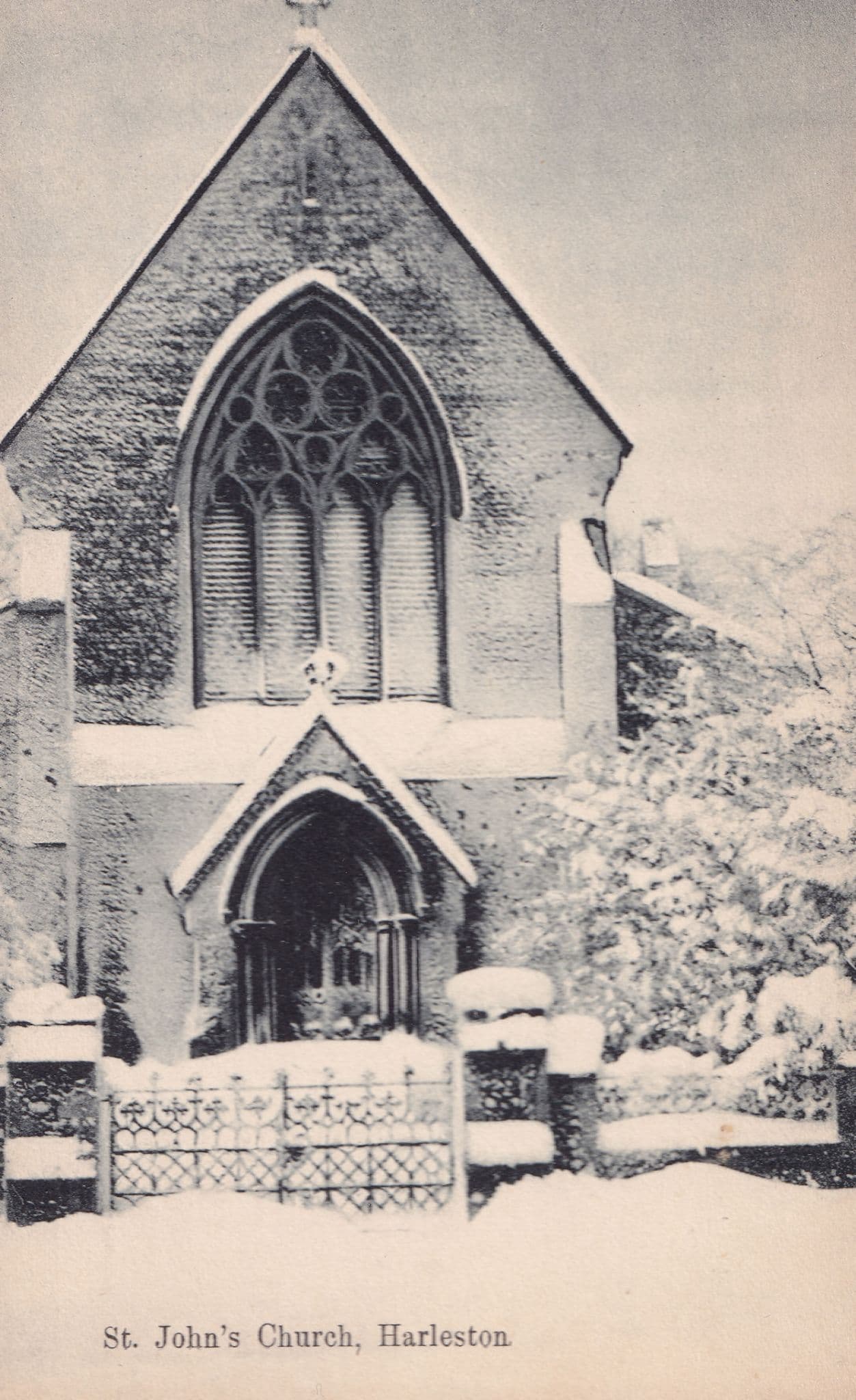 St Johns Church Harleston Diss Norfolk Snow Winter Postcard