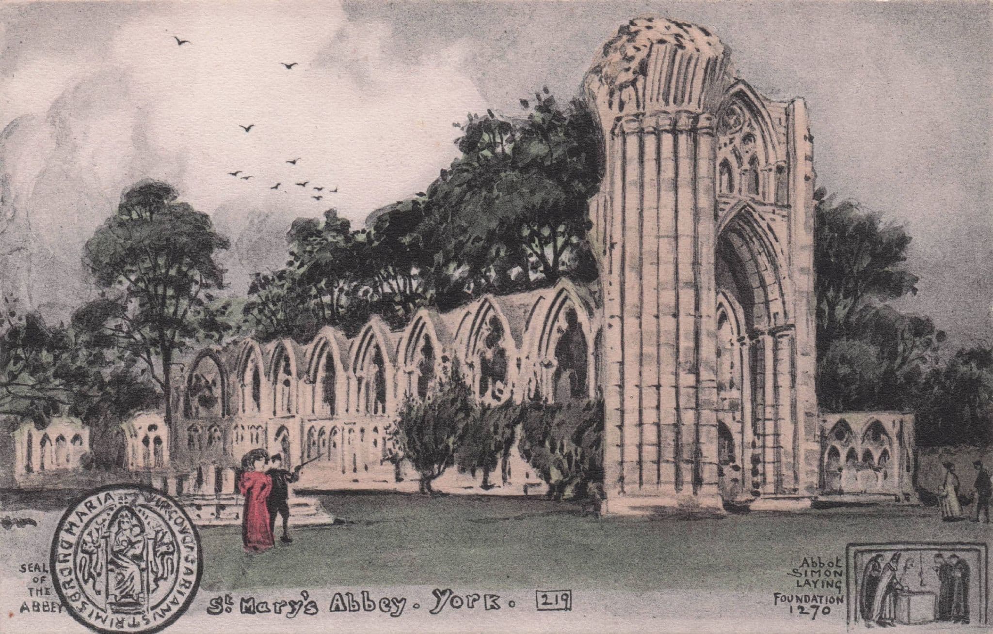 St Mary's Abbey York Monastery 1270 Abbot Old Phillimore Postcard