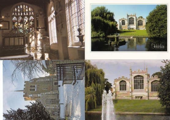 St Marys Church Hitchin at Winter Summer Waterfalls River 4x Postcard s