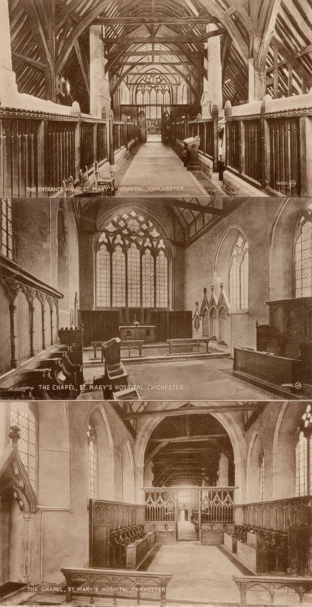 St Marys Hospital Chichester Chapel 3x Vintage Postcard s