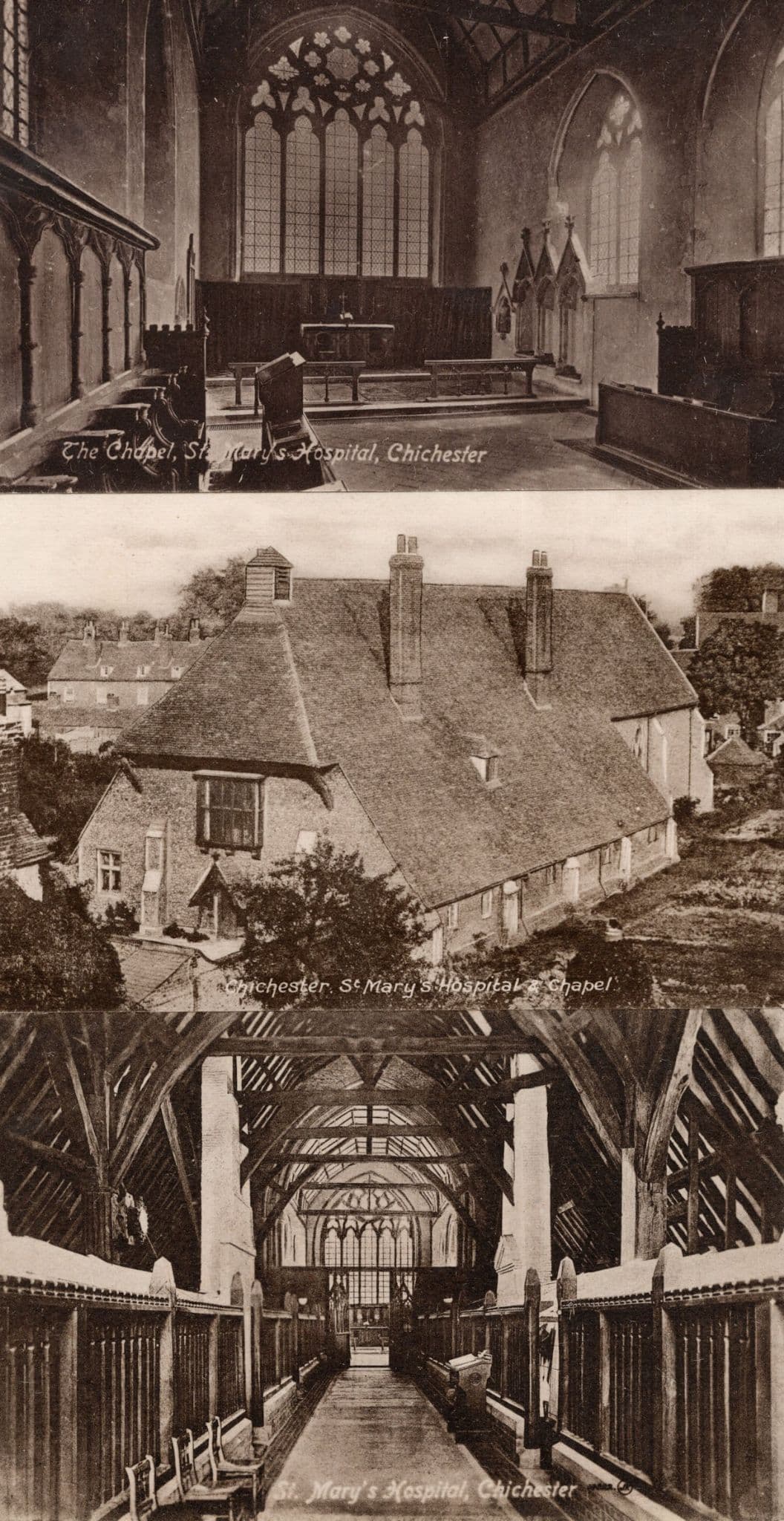 St Marys Hospital Chichester Chapel Sussex 3x Old Postcard s