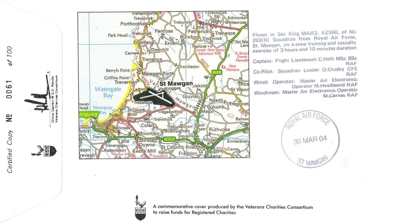 St Mawgan RAF Station BC Laite Military Map LTD TO 100 Hand Signed FDC