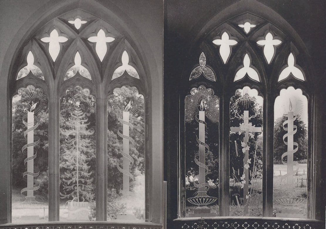St Nicholas Church Moreton Dorset 2x Window View Postcard s