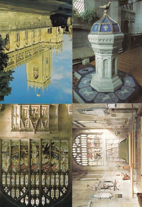 St Peters Church Winchcombe Gloucester Font Stained Glass Window 4x Postcard s
