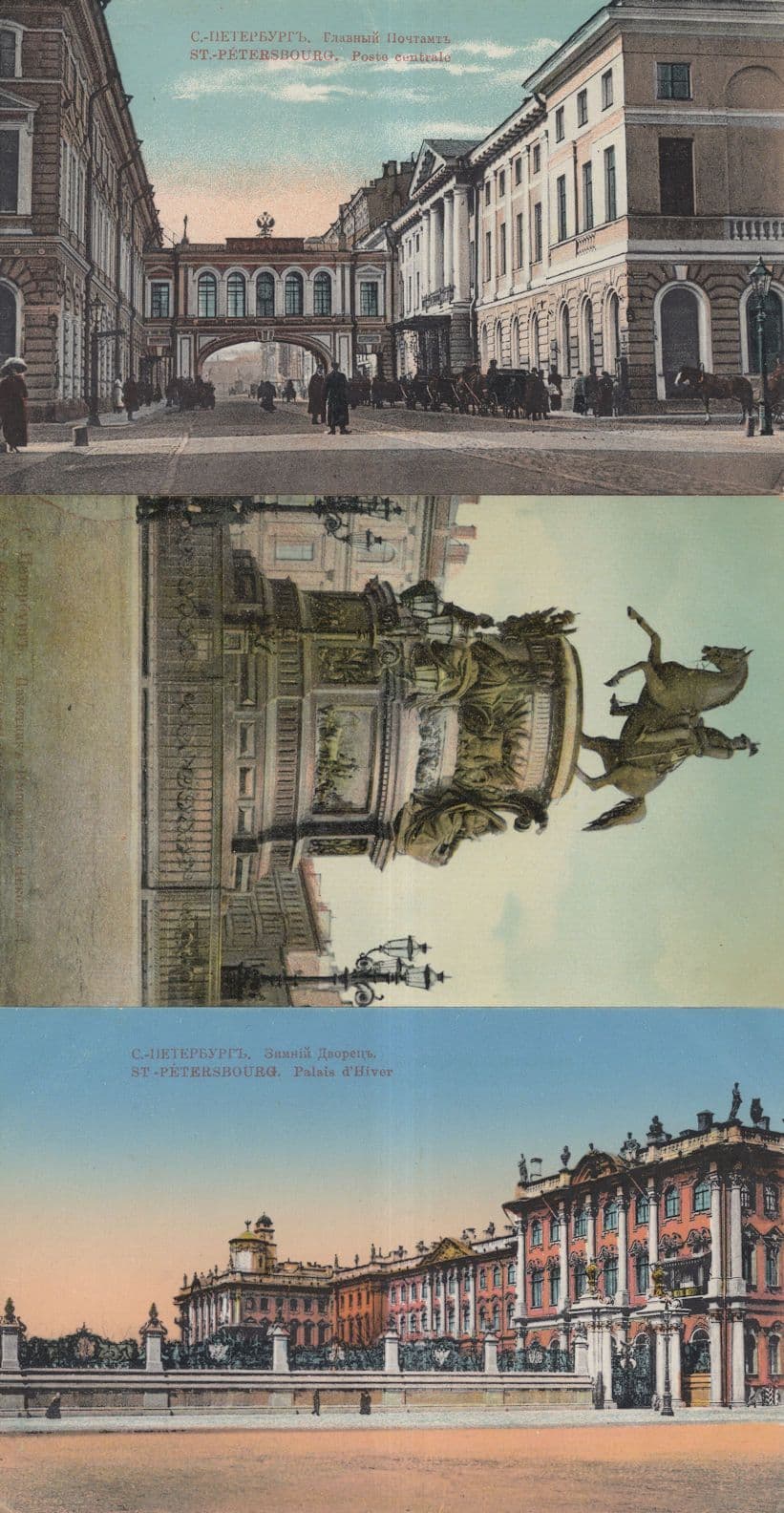 St Petersburg Russia Antique Architecture Statues 3x Postcard s