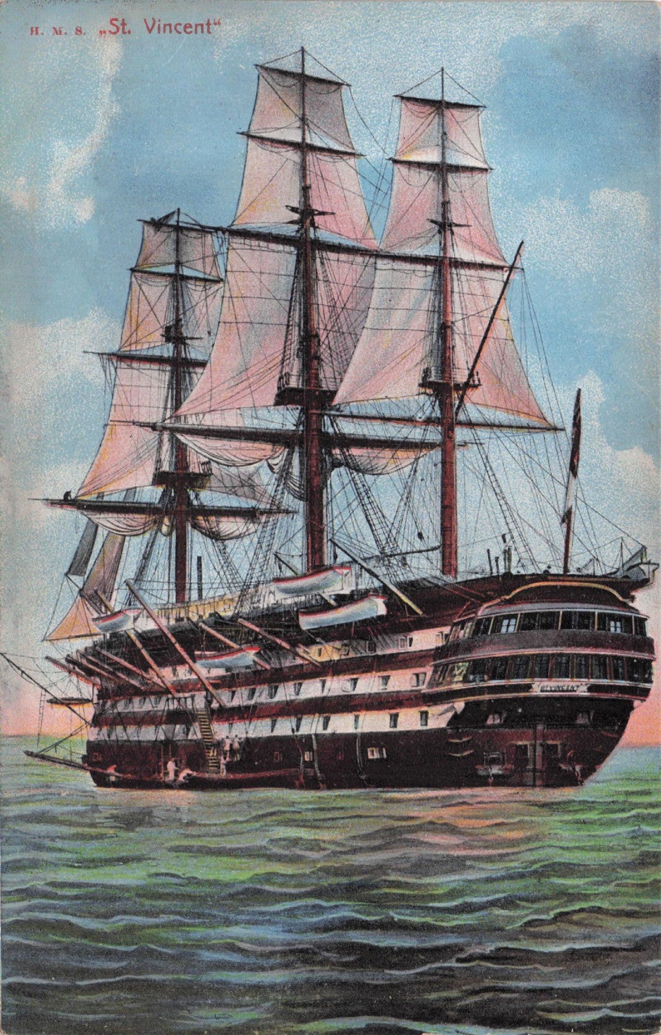 St Vincent Ship Antique Rare German Postcard