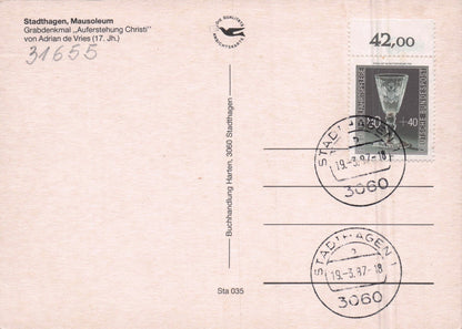 Stadthagen Mausoleum Demon Warrior Statues Germany FDC Postcard