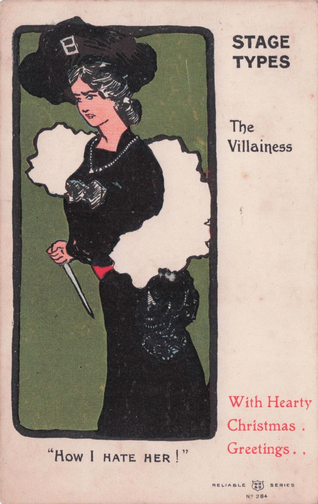 Stage Types The Villainess Murder Dagger Evil Woman Theatre Antique Postcard