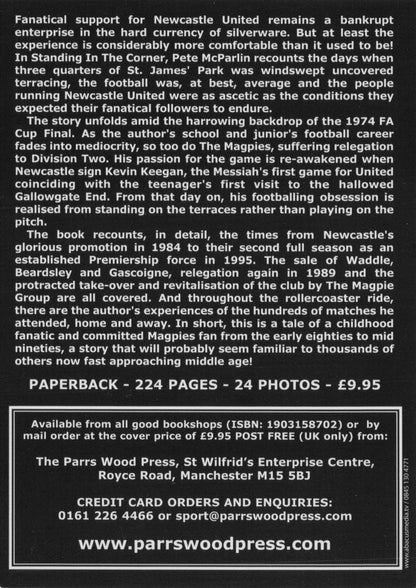Standing In The Corner Newcastle United Football Book Advertising Card