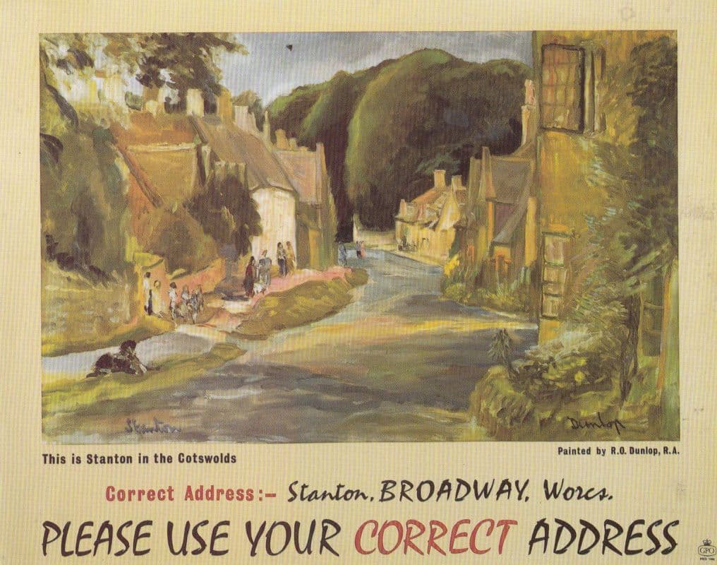 Standon Broadway Worcester Use Correct Address Poster Art Royal Mail Postcard