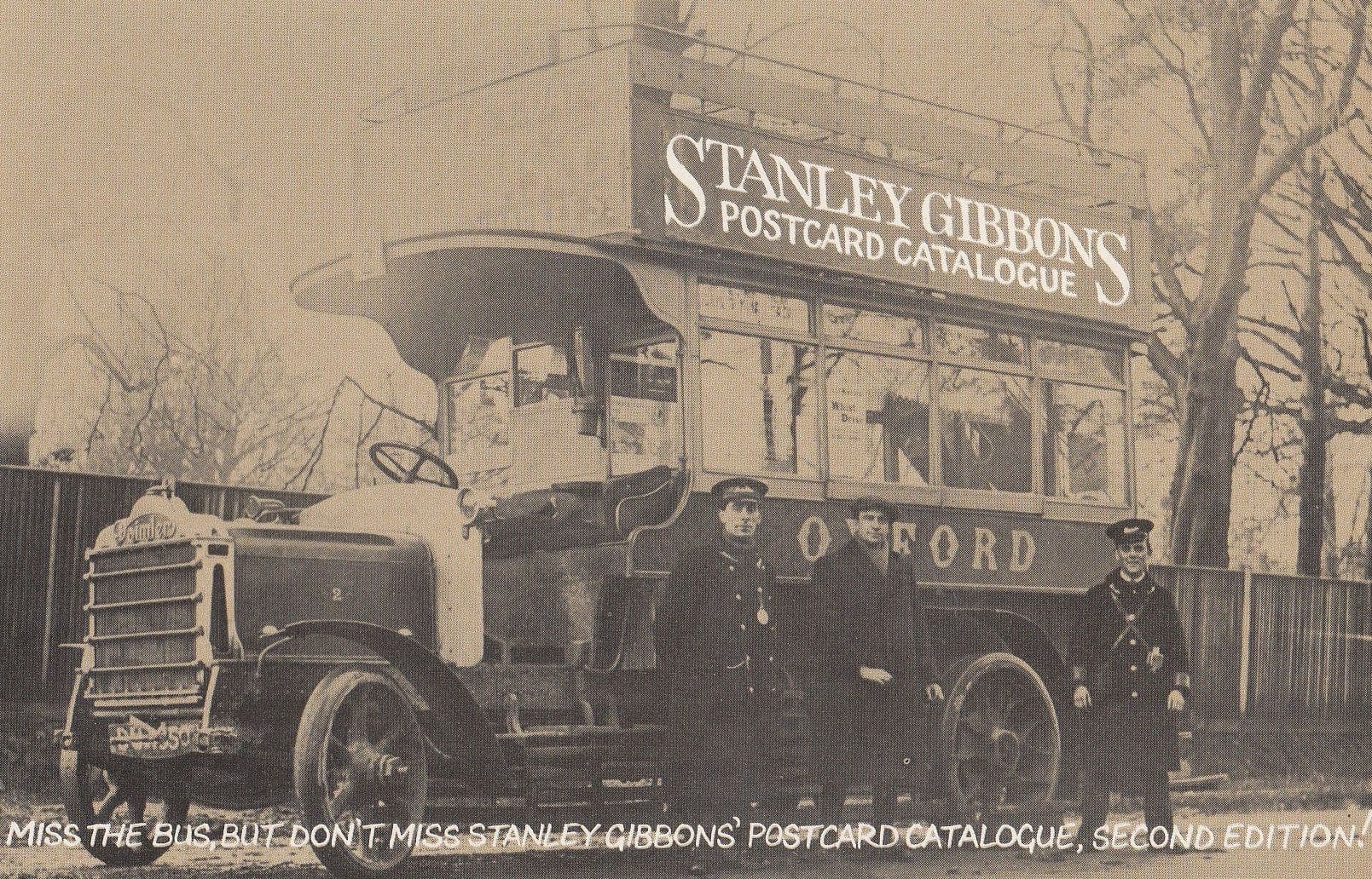 Stanley Gibbons Antique Bus Advertising Postcard