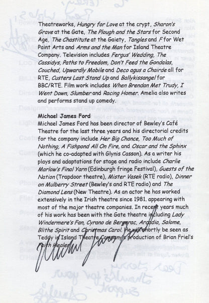 Star Trap Of Bram Stoker Dracula MULTI Hand Signed Irish Theatre Programme