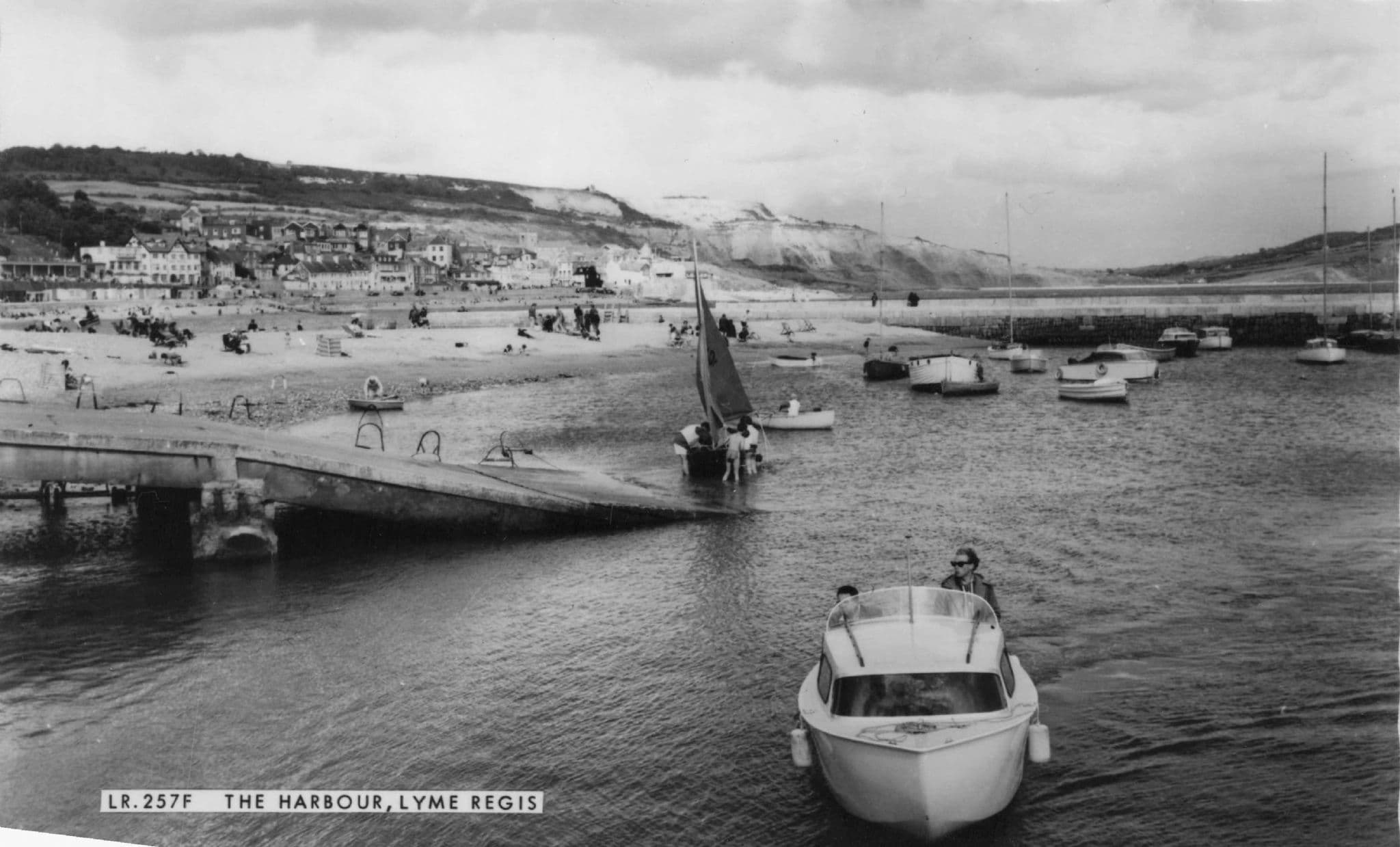 Starsky & Hutch Style Speed Boat Lyme Regis Harbour Dorset RPC Postcard