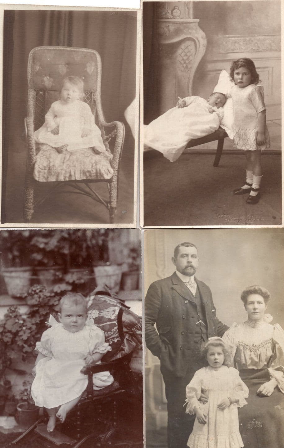 Startled Amazed Babies Children 4x Antique incl RPC Postcard s