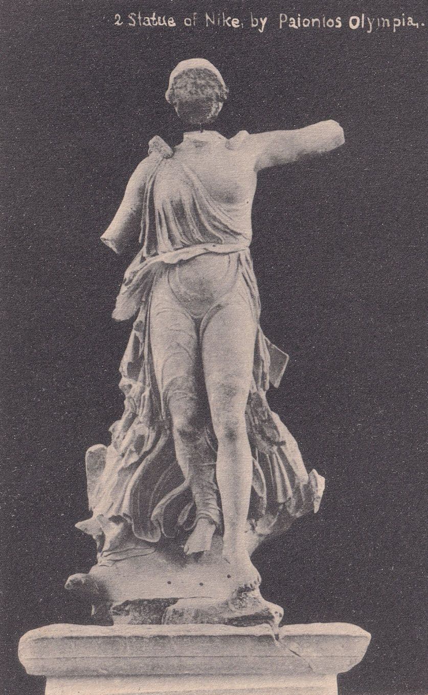 Statue of Nike by Paionios Olympia Antique Postcard