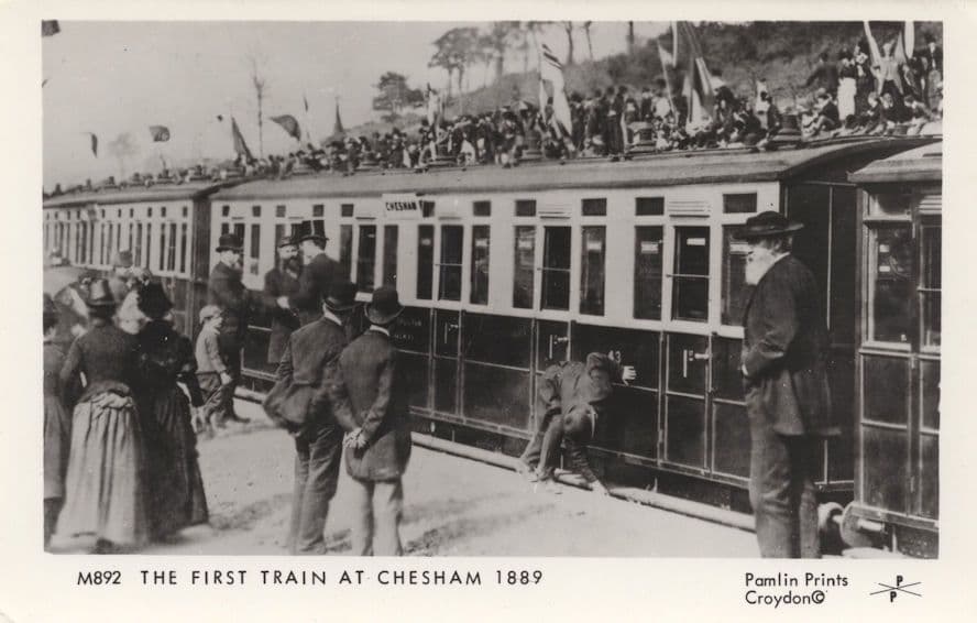 Steam Train at Sandling Station in 1934 Passing Bridge Postcard