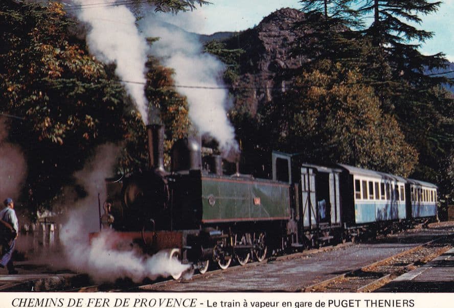 Steam Train Leaves Puget Theniers Railway Station Alpes French Postcard