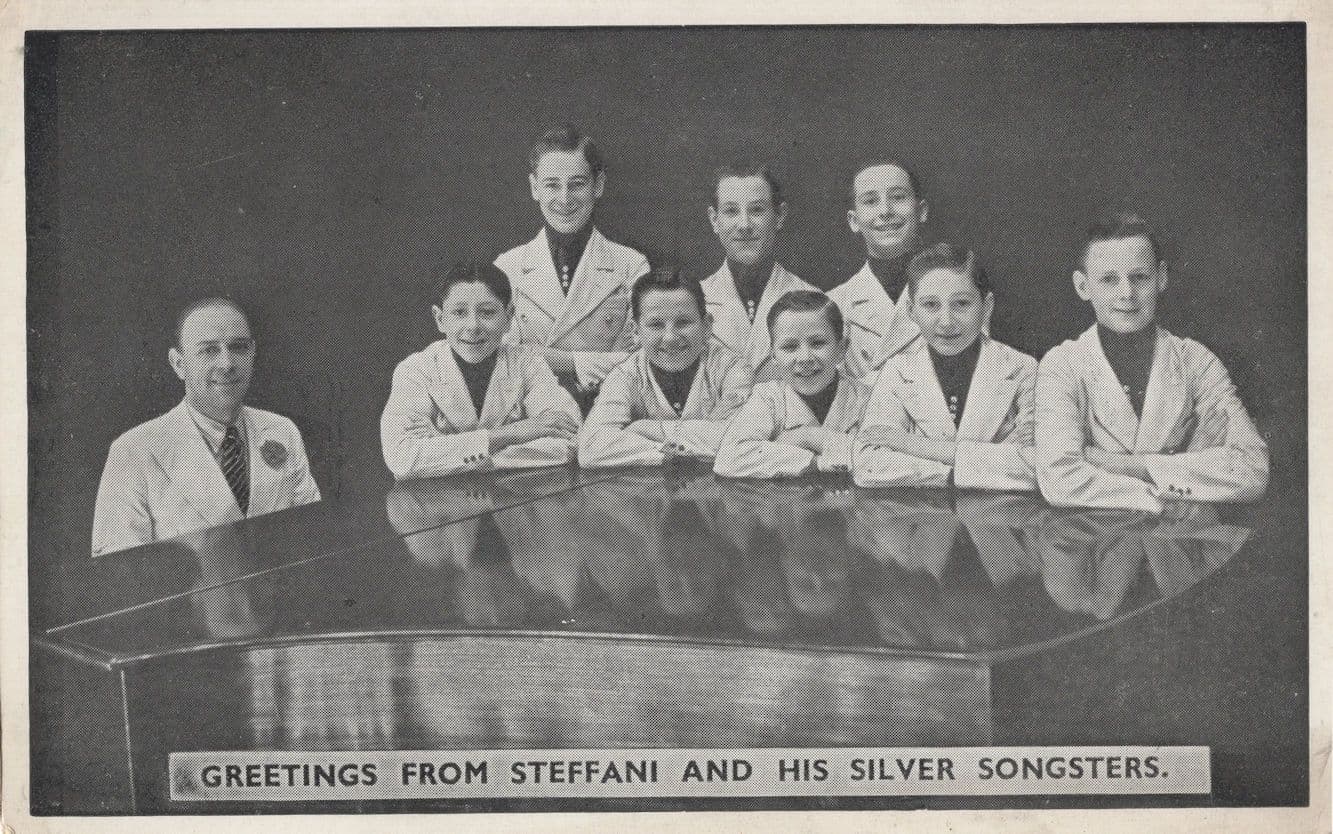 Steffani & His Silver Songsters Grand Piano Portrait Old Postcard