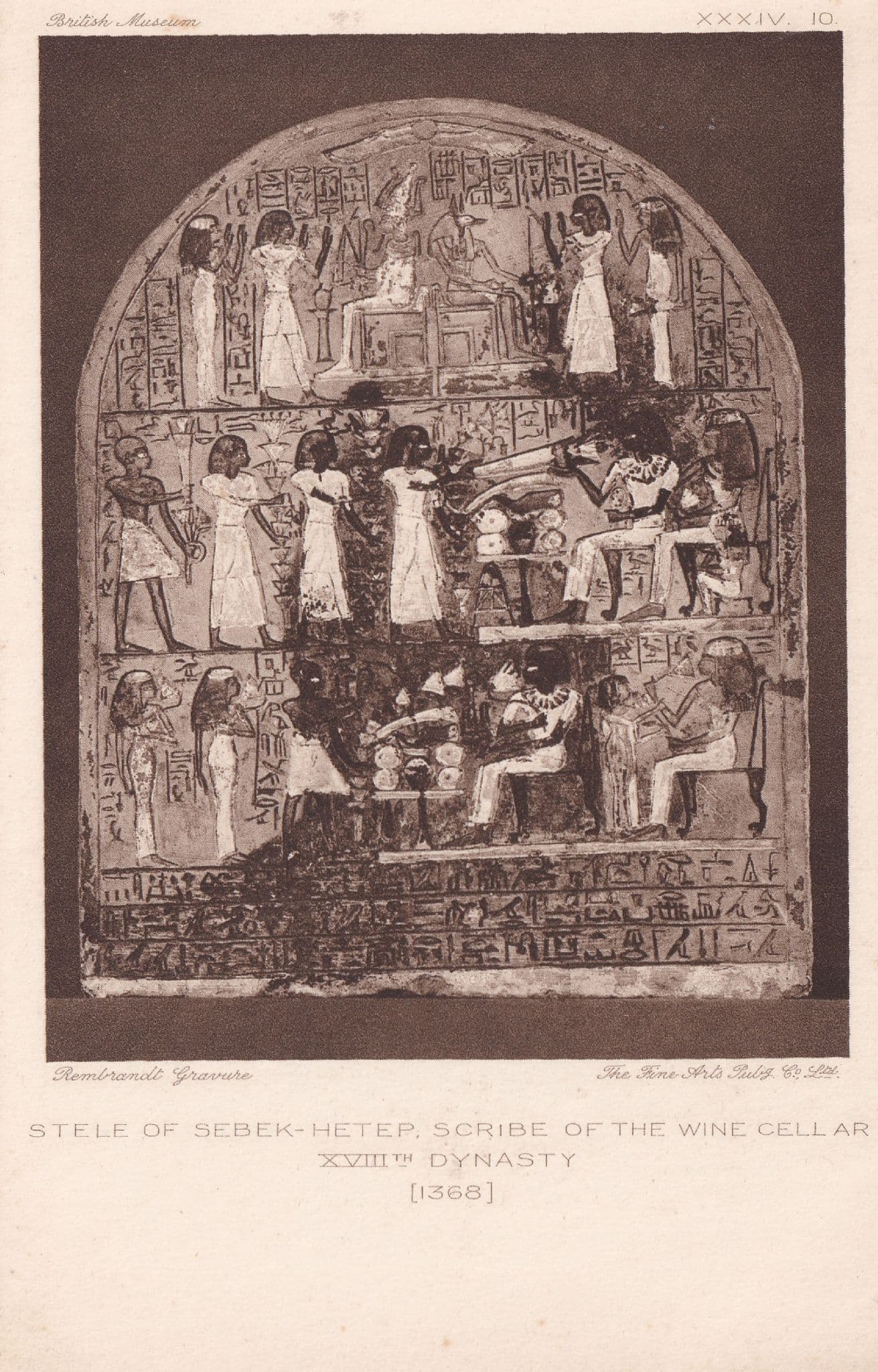 Stele Of Sebek Heter Wine Cellar Dynasty Egypt Old Postcard