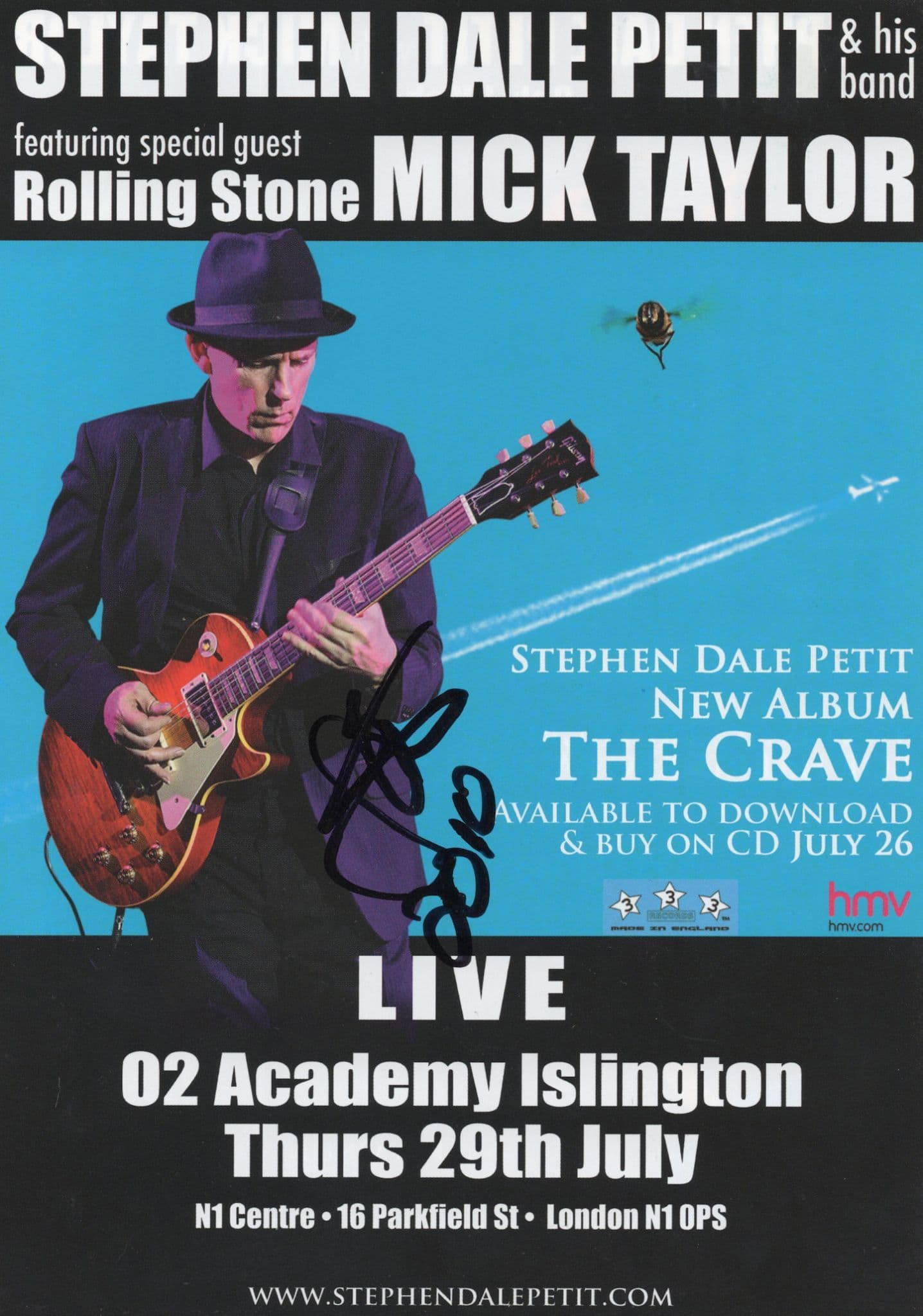 Stephen Dale Petit Live Islington London Hand Signed Concert Flyer