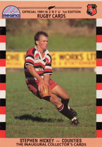 Stephen Hickey Counties 1991 New Zealand Hand Signed Rugby Card Photo