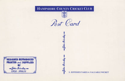 Stephen Jeffereys Takes Wicket Hampshire Cricket Club Photo Postcard