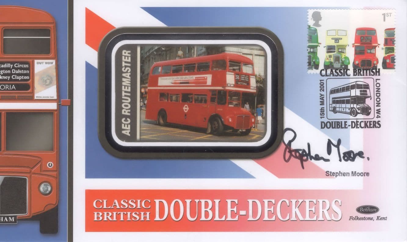 Stephen Moore Rock Follies Harry Enfield London Bus RARE Hand Signed Benham FDC