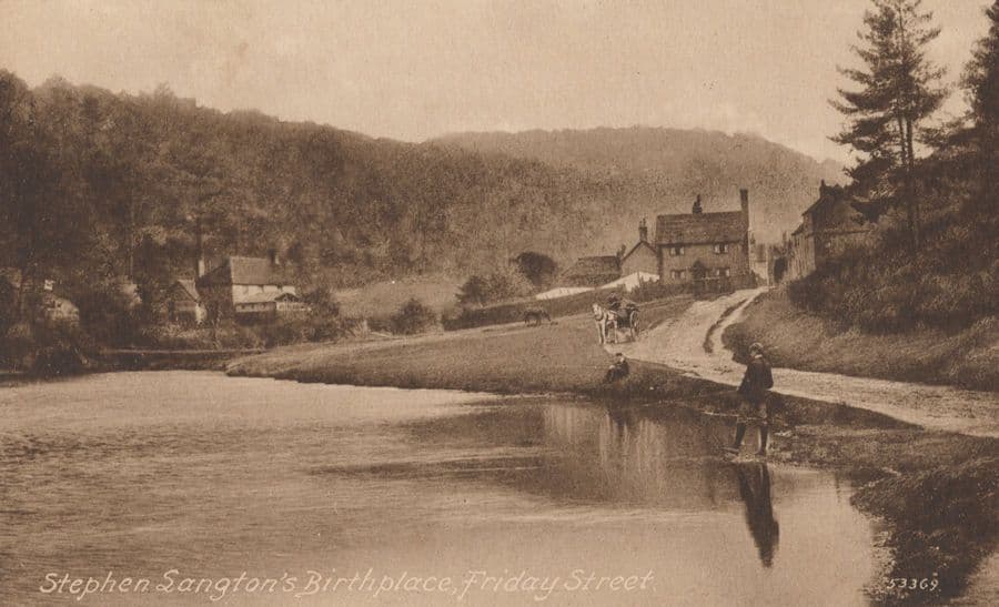 Stephen Sangton's Birthplace Friday Street Surrey Old Postcard