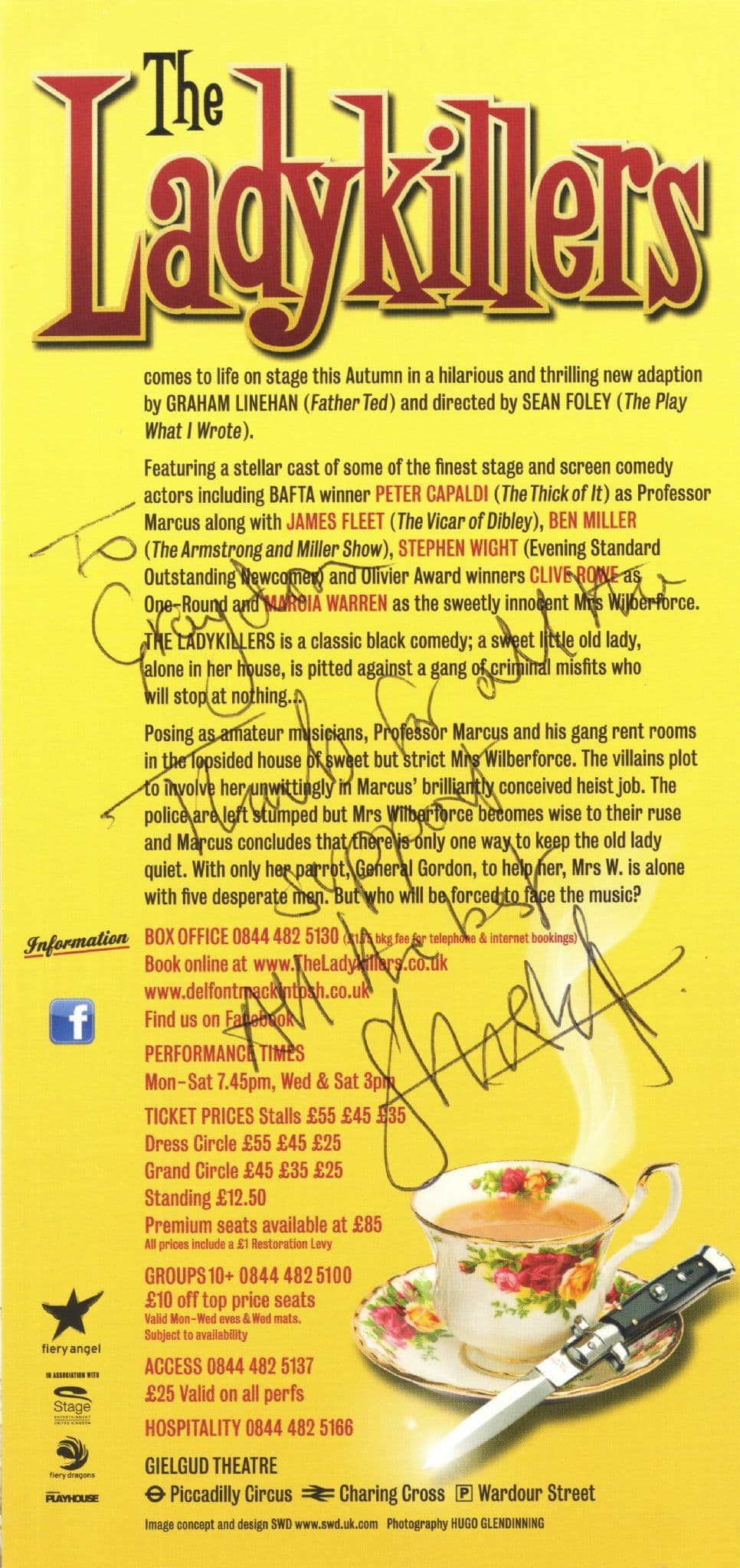 Stephen Wight Highlander Dealer's Choice Hand Signed Theatre Flyer