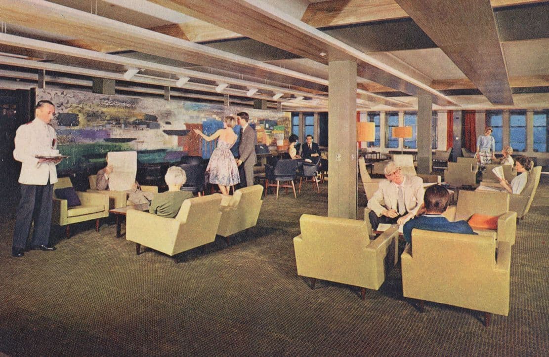 Stern Gallery Tourist Class Bar Window SS Oriana Ship Interior Postcard