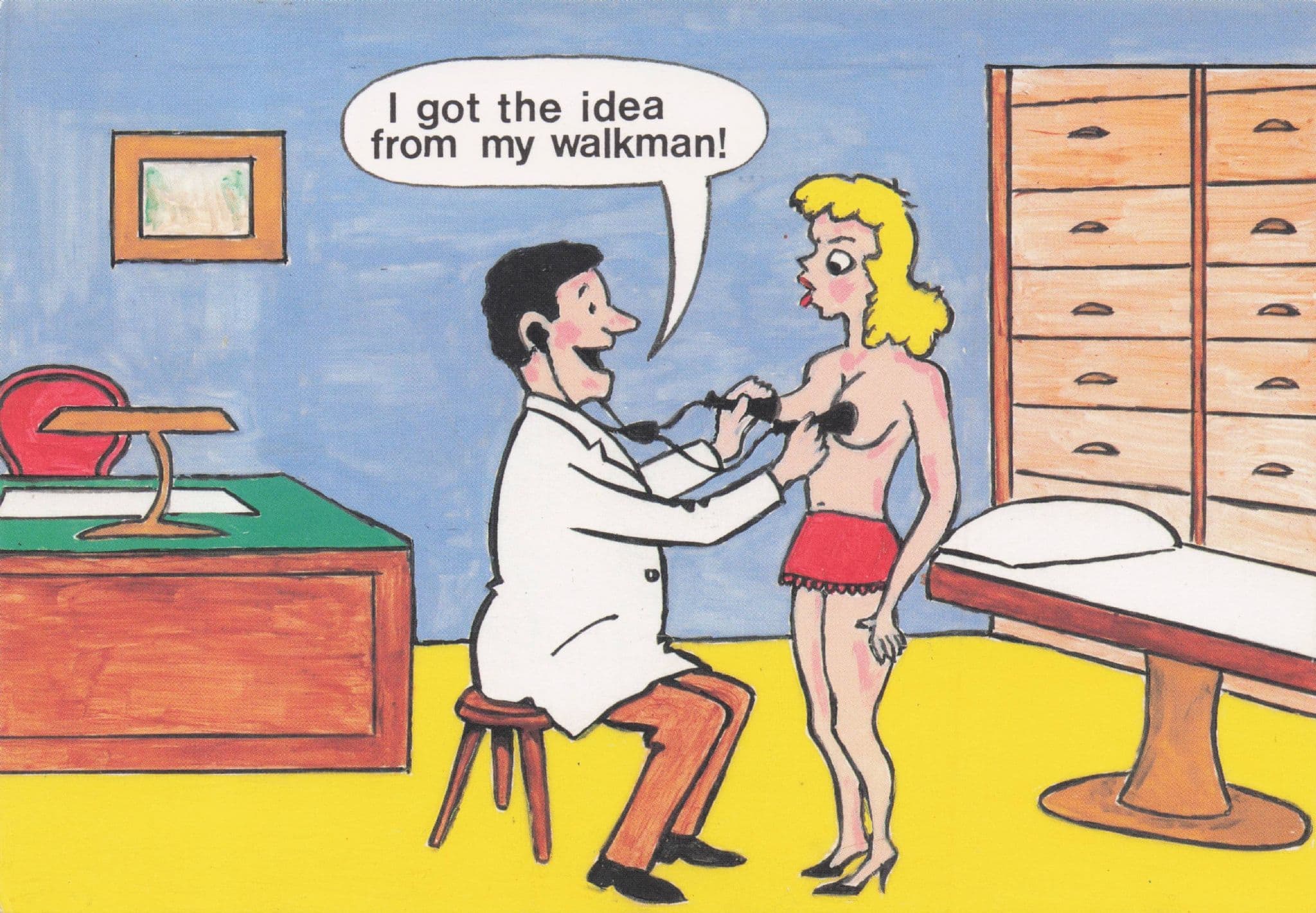 Stethoscope From Sony Walkman Dirty Minded Doctor Comic Postcard