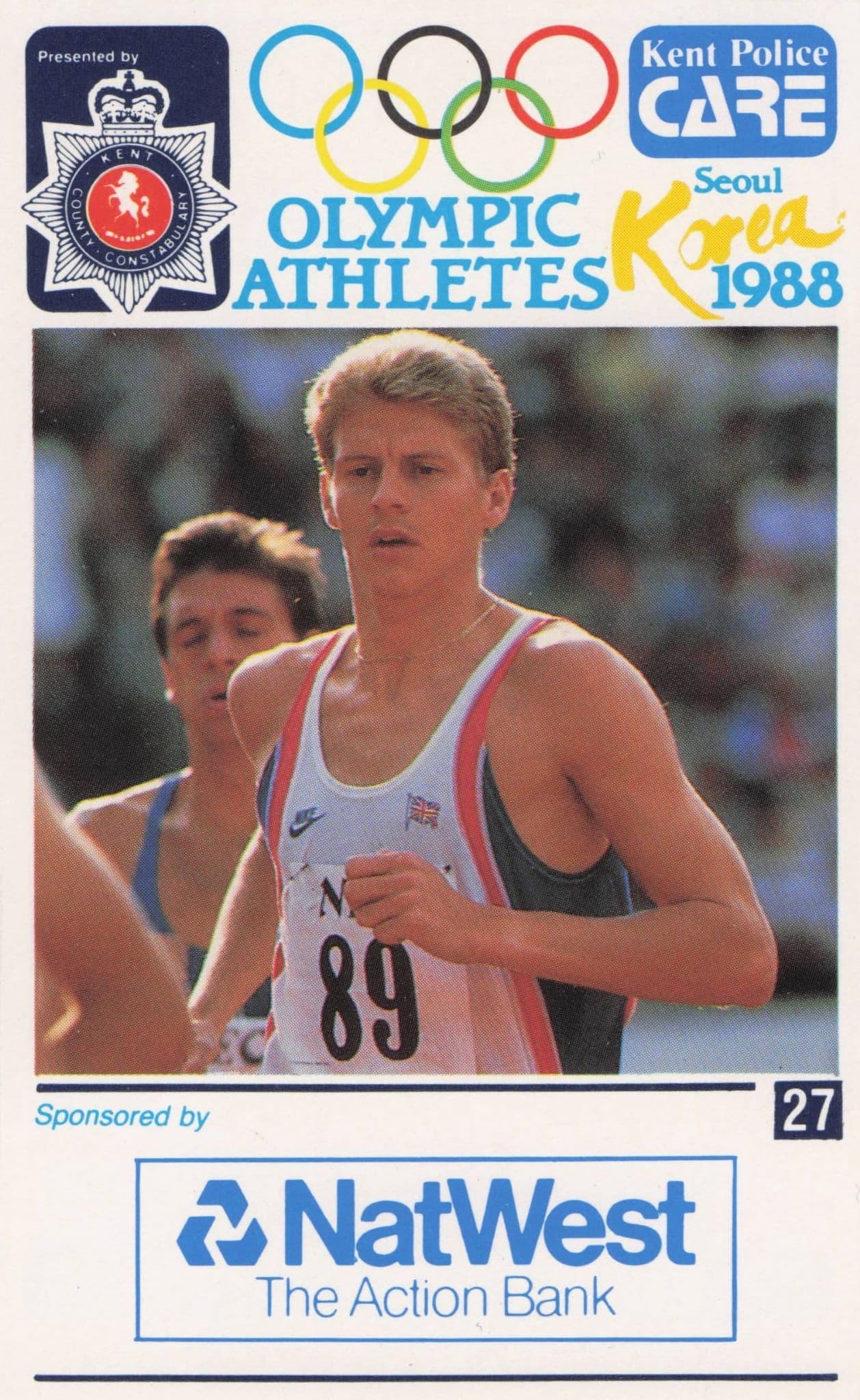Steve Cram British GB Athlete Olympics 1988 Rare Police Trade Photo Card