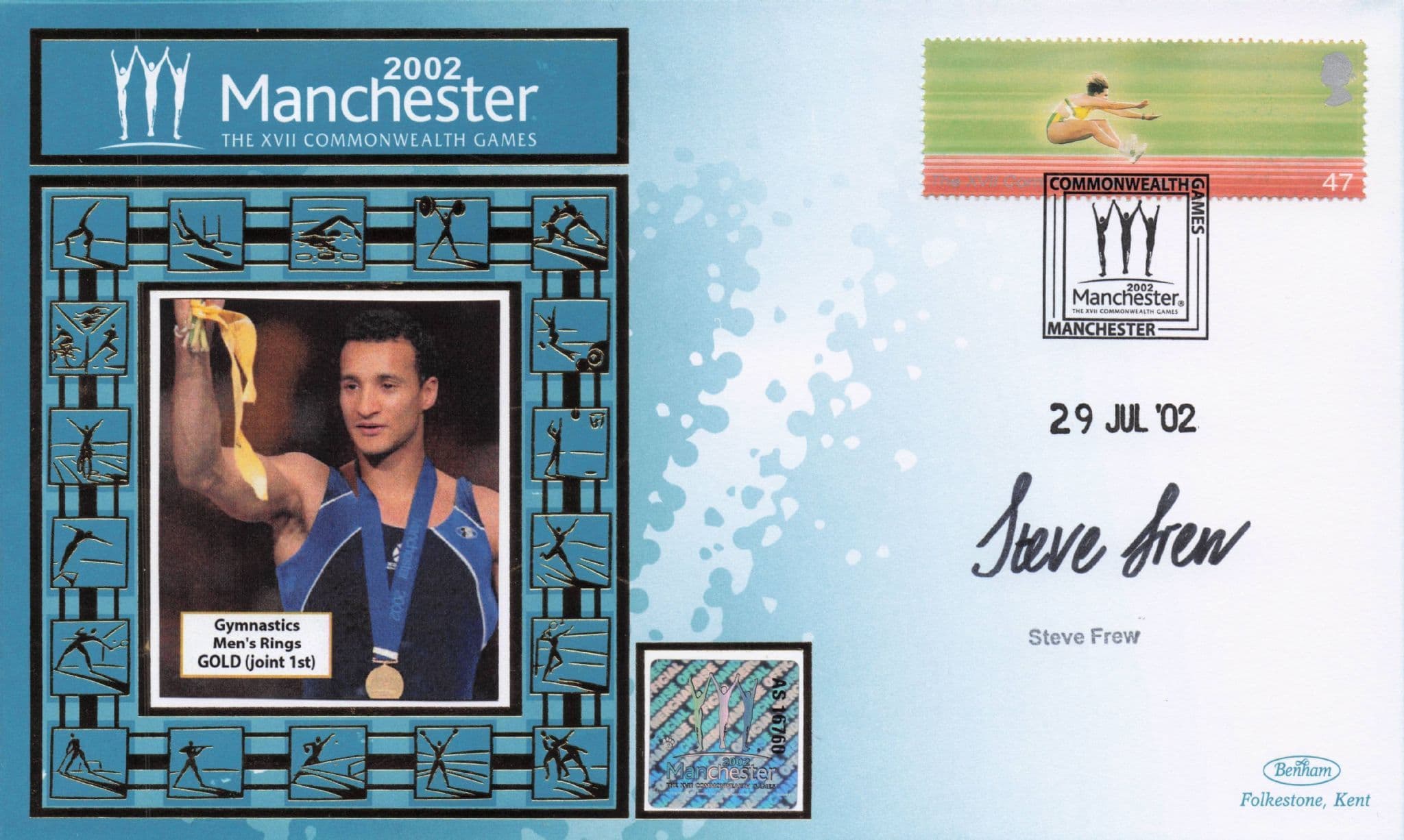 Steve Frew Athletics Commonwealth 2002 Games Hand Signed FDC