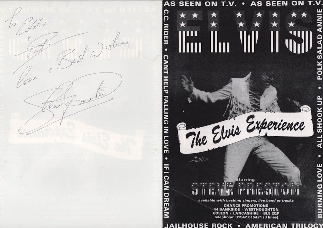 Steve Preston as Elvis Presley Queen Elizabeth Tony Adams Signed Flyer