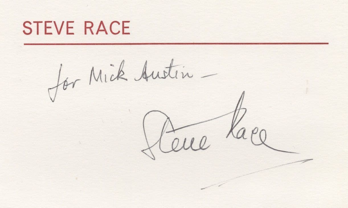 Steve Race Classical BBC Pianist TV Presenter Hand Signed Card