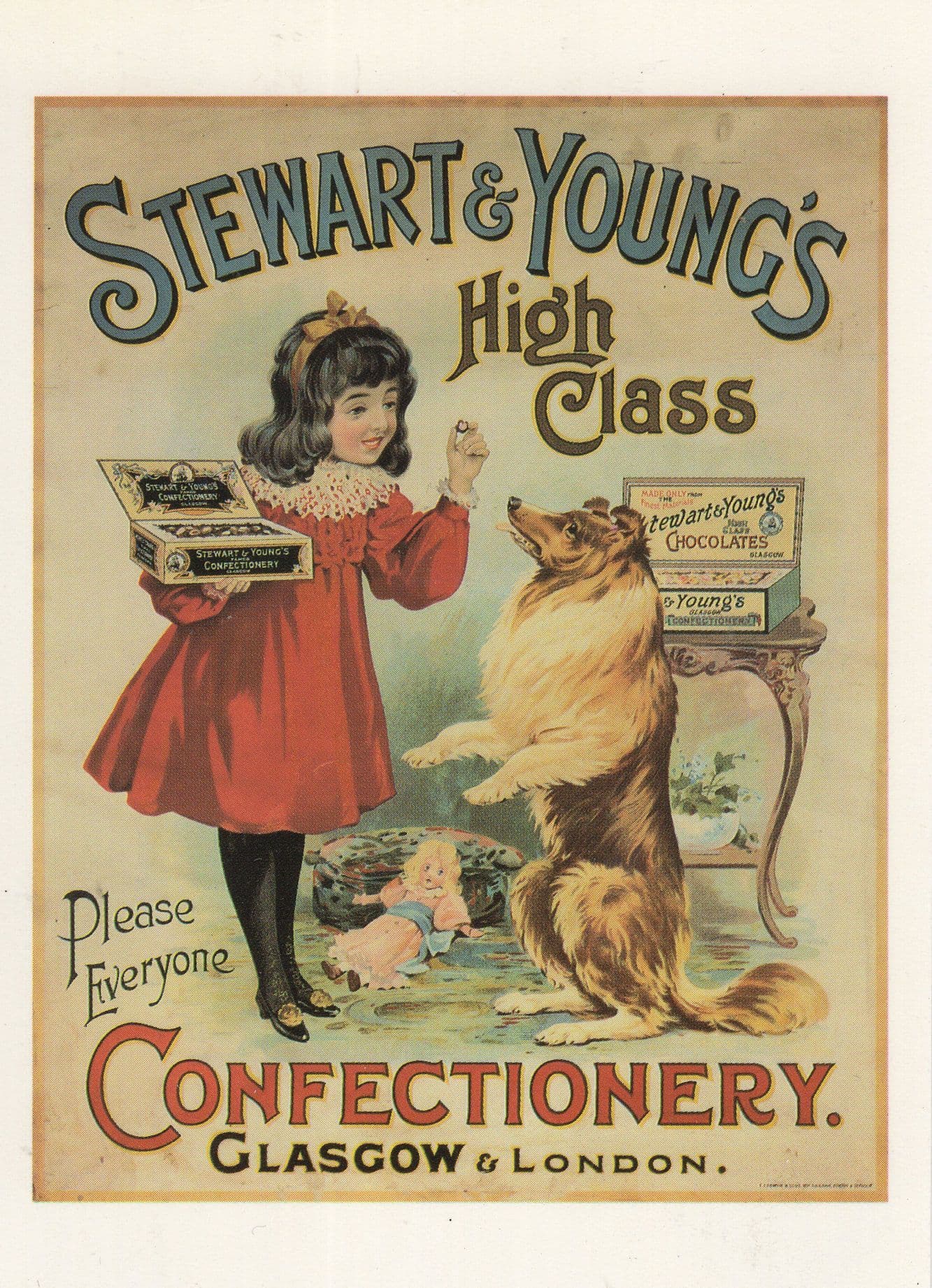 Stewart & Youngs Dog Training Poster Confectionary Scottish Glasgow Postcard