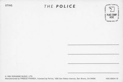 Sting of The Police Roxanne CA Music Publishers USA Rare Photo Postcard