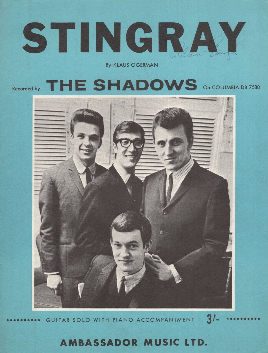 Stingray The Shadows RARE 1st Edition Sheet Music EX