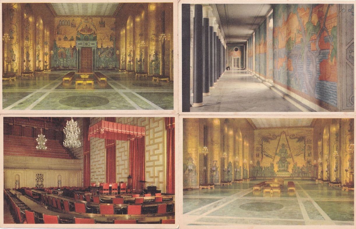 Stockholm City Hall 4x Vintage Interior & Gallery Postcard s
