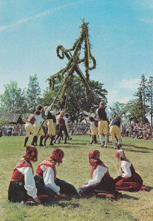 Stockholm Sweden Children Maypole Dancing Postcard