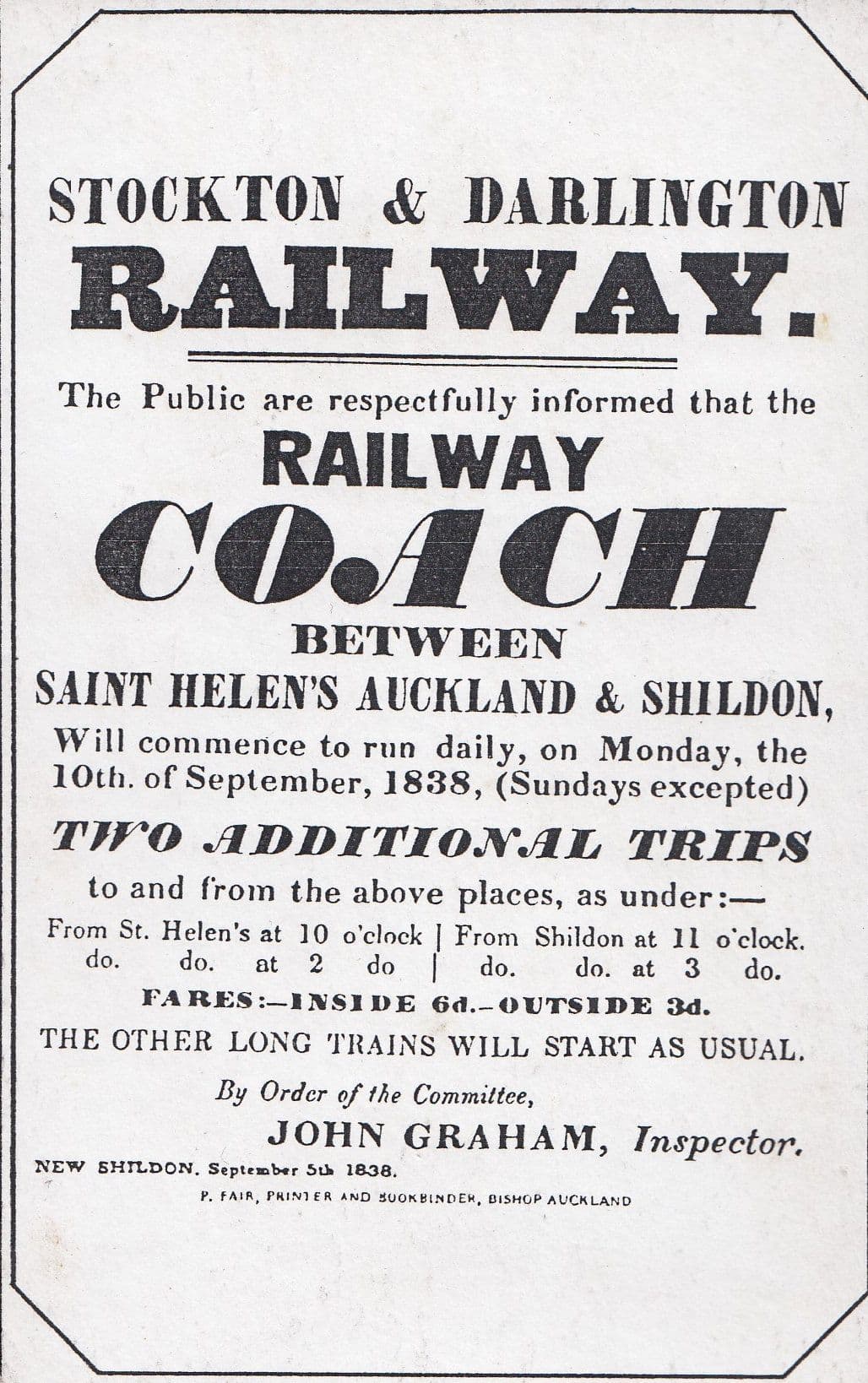 Stockton & Darlington St Helens Shildon Railway Coach Poster Postcard