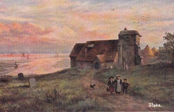 Stoke On Trent Children With Dog Antique Oilette Postcard