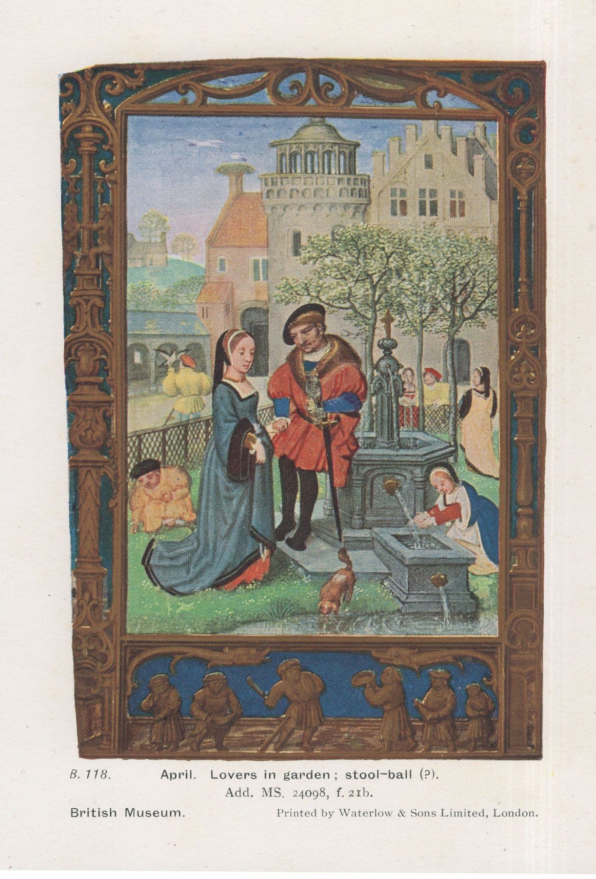 Stool-Ball Middle Ages Cricket Medieval Calendar Old British Museum PB Postcard