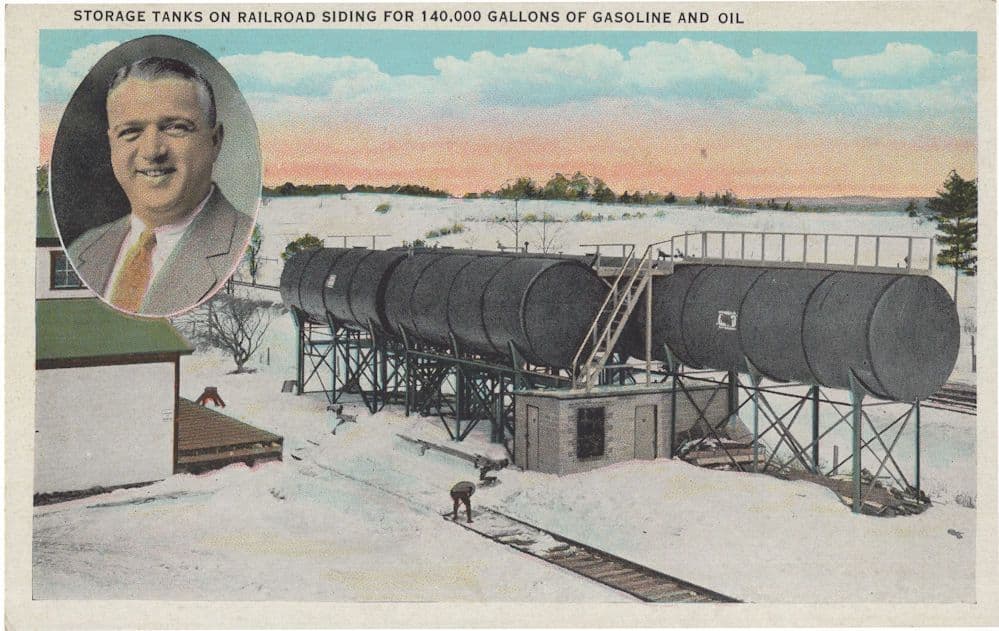 Storage Tanks On Railroad For Gasoline & Oil American Old Postcard