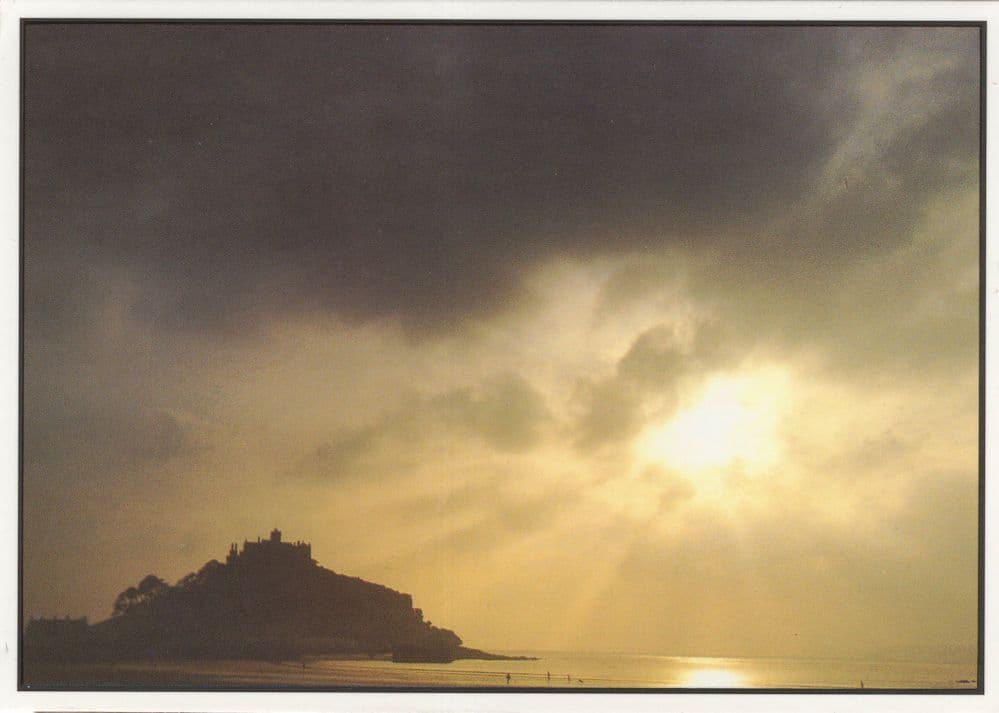 Storm Clouds Over St Michaels Mount Fowey Ship Postcard