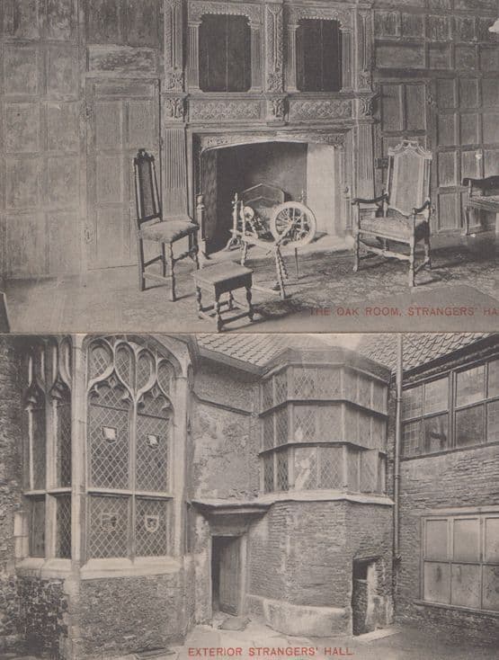 Strangers Hall Norwich Sewing Spinning Wheel & Exterior 2x Antique Postcard s