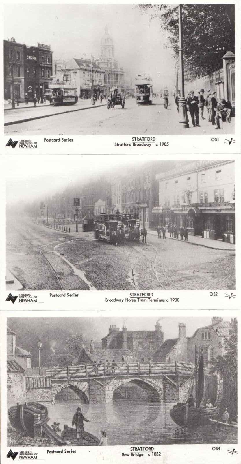 Stratford Broadway 1905 Victorian Bridge Bus Tram Station 3x 1970s Postcard s