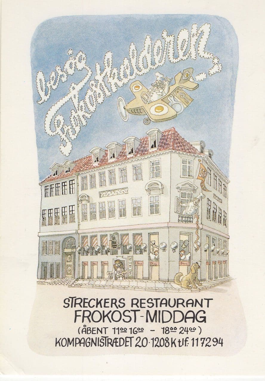 Streckers Restaurant Denmark Military Plane Advertising Postcard