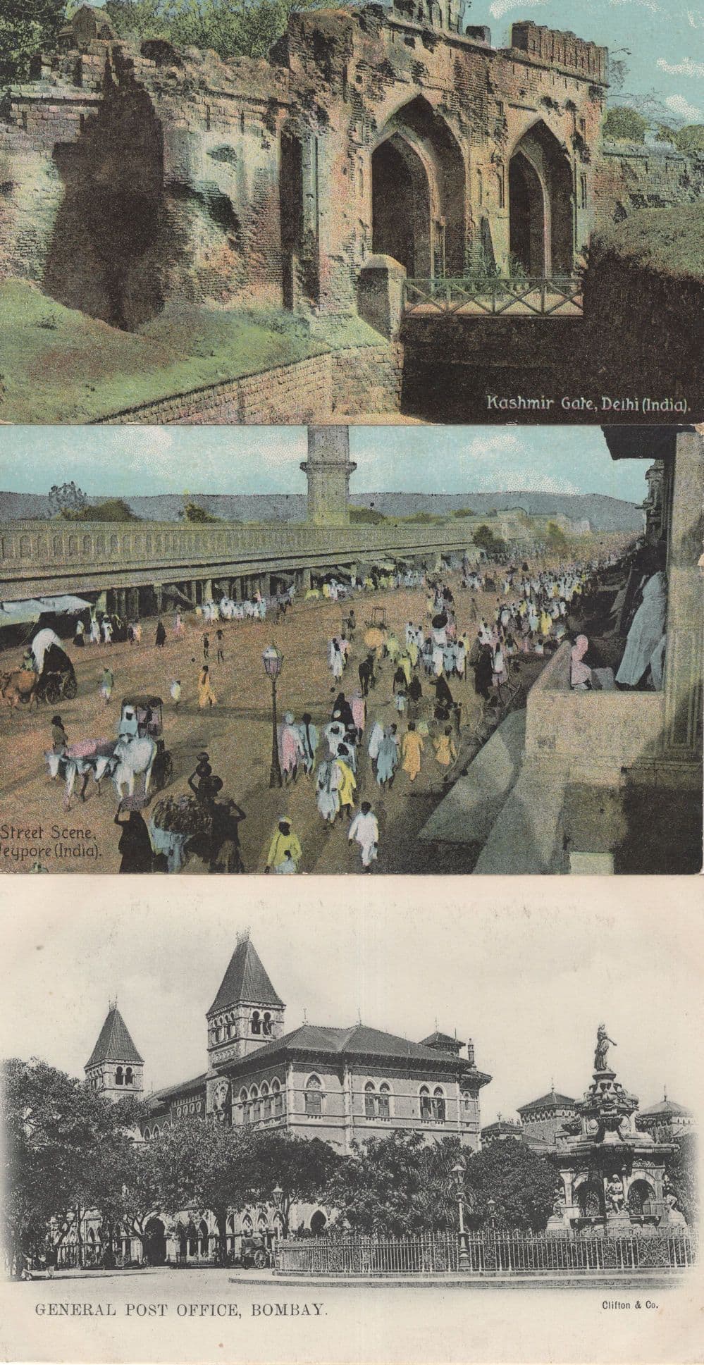 Street Scene Jeypore Bombay Post Office 3x India Old Postcard
