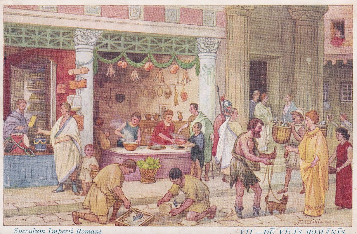 Street Vendors Outside Roman Forum Italian Latin School Old Card